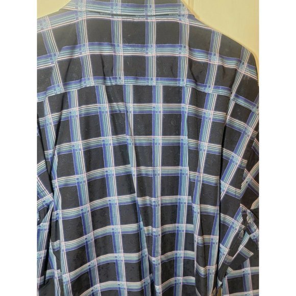 Men Bugatchi Uomo XL Shirt Navy Blue, Pink Square - Picture 8 of 9